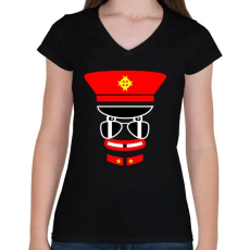 PRINTFASHION captain jack - Női V-nyakú póló - Fekete