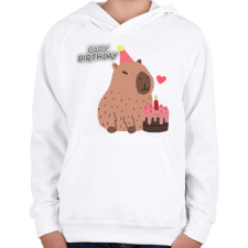 PRINTFASHION Capy bday - Gyerek kapucnis pulóver - Fehér gyerek pulóver, kardigán