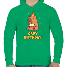 PRINTFASHION Capy birthday - Férfi kapucnis pulóver - Zöld