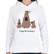 PRINTFASHION Capy birthday - Női kapucnis pulóver - Fehér női pulóver, kardigán