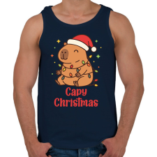 PRINTFASHION Capy Christmas - Férfi atléta - Sötétkék női trikó