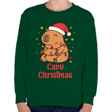 PRINTFASHION Capy Christmas - Gyerek pulóver - Sötétzöld gyerek pulóver, kardigán