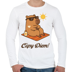 PRINTFASHION Capy Diem - Férfi hosszú ujjú póló - Fehér