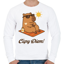 PRINTFASHION Capy Diem - Férfi pulóver - Fehér férfi pulóver, kardigán
