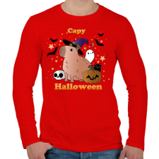 PRINTFASHION Capy Halloween - Férfi hosszú ujjú póló - Piros férfi póló