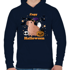 PRINTFASHION Capy Halloween - Férfi kapucnis pulóver - Sötétkék