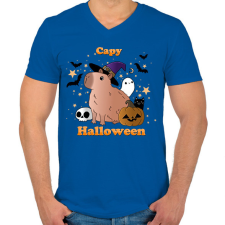 PRINTFASHION Capy Halloween - Férfi V-nyakú póló - Királykék férfi póló