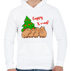 PRINTFASHION Capy xmas - Férfi kapucnis pulóver - Fehér