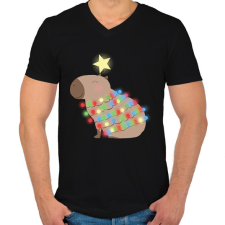 PRINTFASHION capy xmas - Férfi V-nyakú póló - Fekete férfi póló