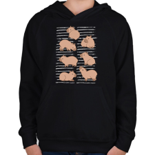 PRINTFASHION Capybara áradat - Gyerek kapucnis pulóver - Fekete gyerek pulóver, kardigán