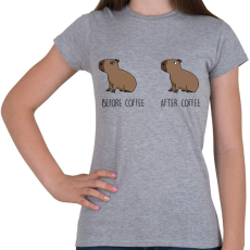 PRINTFASHION Capybara - Before coffee after coffee - Női póló - Sport szürke