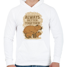 PRINTFASHION Capybara család - Férfi kapucnis pulóver - Fehér