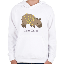 PRINTFASHION capybara család - karácsonyi fény - Gyerek kapucnis pulóver - Fehér gyerek pulóver, kardigán