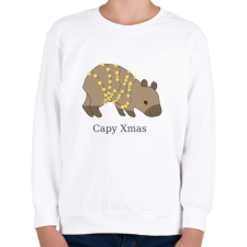 PRINTFASHION capybara család - karácsonyi fény - Gyerek pulóver - Fehér gyerek pulóver, kardigán