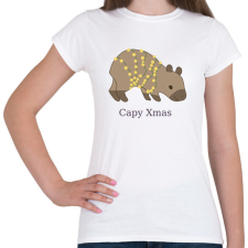 PRINTFASHION capybara család - karácsonyi fény - Női póló - Fehér női póló