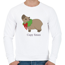 PRINTFASHION capybara család - koszorú - Férfi pulóver - Fehér