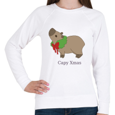 PRINTFASHION capybara család - koszorú - Női pulóver - Fehér női pulóver, kardigán