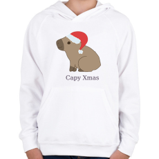 PRINTFASHION capybara család - mikulás - Gyerek kapucnis pulóver - Fehér