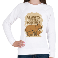 PRINTFASHION Capybara család - Női pulóver - Fehér női pulóver, kardigán