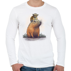 PRINTFASHION Capybara és majom - Férfi hosszú ujjú póló - Fehér