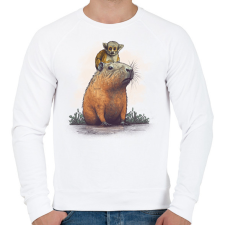 PRINTFASHION Capybara és majom - Férfi pulóver - Fehér férfi pulóver, kardigán