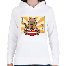PRINTFASHION Capybara és ramen - Női kapucnis pulóver - Fehér női pulóver, kardigán