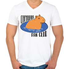PRINTFASHION Capybara fan club - Férfi V-nyakú póló - Fehér férfi póló