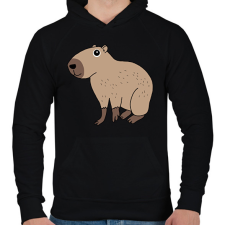 PRINTFASHION Capybara  - Férfi kapucnis pulóver - Fekete férfi pulóver, kardigán
