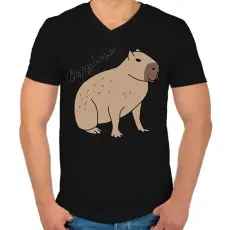 PRINTFASHION Capybara  - Férfi V-nyakú póló - Fekete