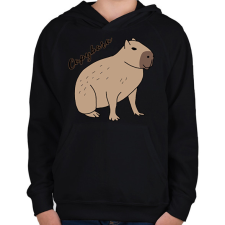 PRINTFASHION Capybara  - Gyerek kapucnis pulóver - Fekete gyerek pulóver, kardigán