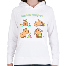 PRINTFASHION Capybara Happybara - Női kapucnis pulóver - Fehér