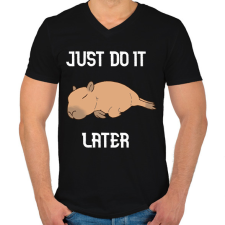 PRINTFASHION Capybara - just do it later - Férfi V-nyakú póló - Fekete férfi póló