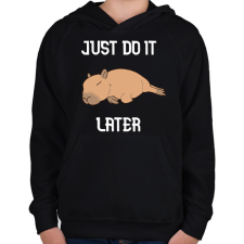PRINTFASHION Capybara - just do it later - Gyerek kapucnis pulóver - Fekete gyerek pulóver, kardigán
