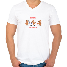 PRINTFASHION Capybara Just Sports - Férfi V-nyakú póló - Fehér férfi póló
