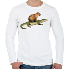 PRINTFASHION Capybara krokodil háton - Férfi hosszú ujjú póló - Fehér férfi póló