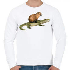 PRINTFASHION Capybara krokodil háton - Férfi pulóver - Fehér