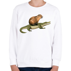 PRINTFASHION Capybara krokodil háton - Gyerek pulóver - Fehér