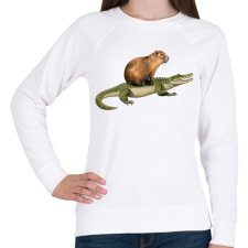 PRINTFASHION Capybara krokodil háton - Női pulóver - Fehér női pulóver, kardigán