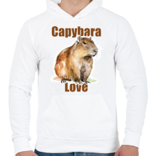 PRINTFASHION Capybara Love - Férfi kapucnis pulóver - Fehér férfi pulóver, kardigán
