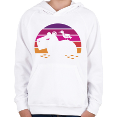 PRINTFASHION Capybara retro - Gyerek kapucnis pulóver - Fehér