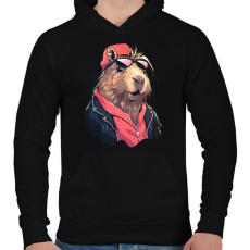 PRINTFASHION Capybara - rock - Férfi kapucnis pulóver - Fekete