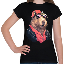 PRINTFASHION Capybara - rock - Női póló - Fekete női póló