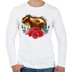 PRINTFASHION Capybara rózsával - Férfi hosszú ujjú póló - Fehér
