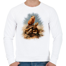 PRINTFASHION Capybara teknős háton - Férfi pulóver - Fehér