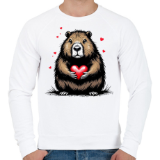 PRINTFASHION Capybara valentin - Férfi pulóver - Fehér