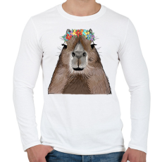 PRINTFASHION Capybara virágkoszorúval - Férfi hosszú ujjú póló - Fehér