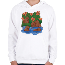PRINTFASHION Capybarák - Gyerek kapucnis pulóver - Fehér gyerek pulóver, kardigán