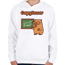 PRINTFASHION Capyfessor - Gyerek kapucnis pulóver - Fehér
