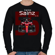 PRINTFASHION Carlos Sainz 55 autóversenyző - fehér felirat - Férfi pulóver - Fekete