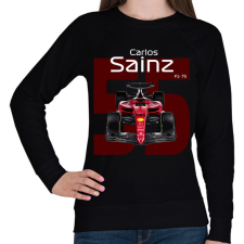 PRINTFASHION Carlos Sainz 55 autóversenyző - fehér felirat - Női pulóver - Fekete női pulóver, kardigán